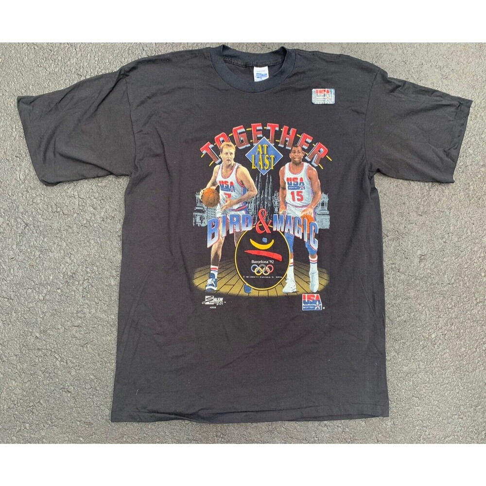 NWOT Vintage 1992 Larry Bird Magic T Shirt Dream Team Olympics Single Stitch XL